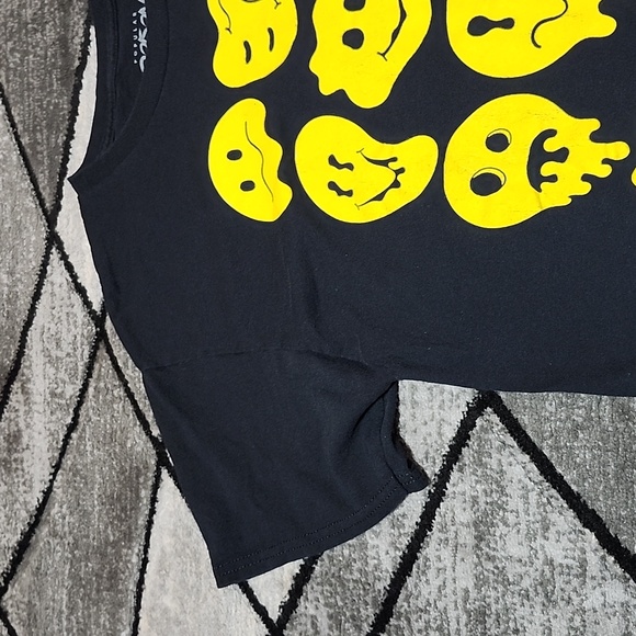 POPULAR POISON NO BAD TRIPS SMILEY DRIP GRAPHIC BLACK CREW-NECK TEE-SHIRT LARGE - Picture 3 of 11